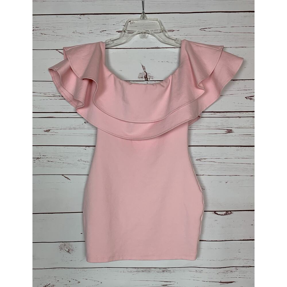 Superdown REVOLVE Women's XS Extra Small Pink Ruffle Bodycon Mini Stretchy Dress